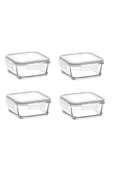 Emr züccaciye Lava Storage Container 4 Pieces Glass Locking Storage Container 720cc Frs247 White