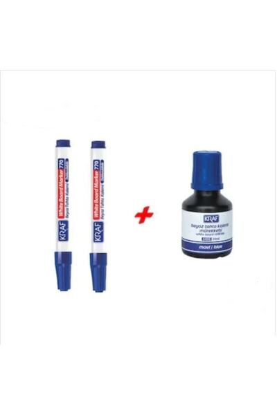 KRAF 770 2 Adet Tahta Kalemi + 1 Adet 445g Tahta Kalemi Mürekkebi Mavi