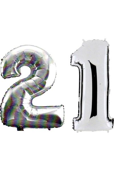 BEST PARTİ DOĞUM GÜNÜ PARTİ SÜSLERİ 21 Years Number Foil Balloon Silver 40 Inch 100 Cm