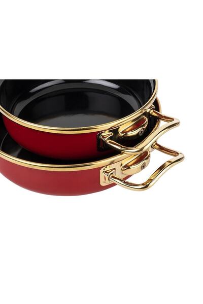 Tantitoni 2 Piece Red Gold Enameled Pan Set
