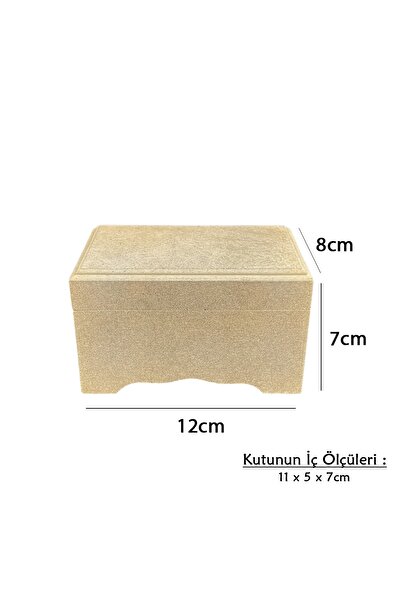Dumbo Butik Ahşap Boyanabilir Ham Mdf Bez Menteşeli Oymalı Kutu, 12x7x8cm
