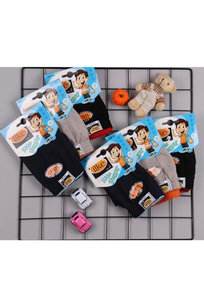 İlke 341 Set de 6 boxeri din bumbac pieptănat pentru băiat