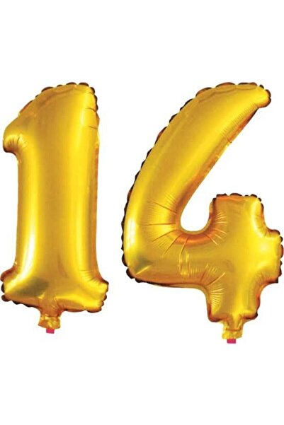 BEST PARTİ DOĞUM GÜNÜ PARTİ SÜSLERİ بالون فويل رقم 14 سنة، ذهبي، 40 بوصة، 100 سم