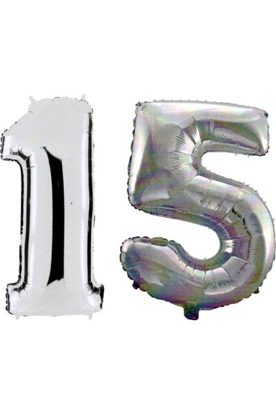 BEST PARTİ DOĞUM GÜNÜ PARTİ SÜSLERİ 15 Year Old Number Foil Balloon Silver 40...