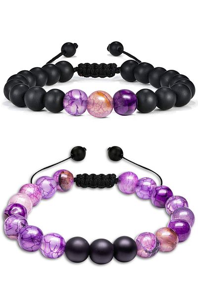 Tesbih Atölyesi Certified High Quality Amethyst Stone Natural Stone Bracelet Set