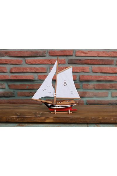 AYHAN KOTRA Cloth Sailboat, Wooden Model Yacht Ship, Boat Model Handmade Home, Office Gift and Accessory