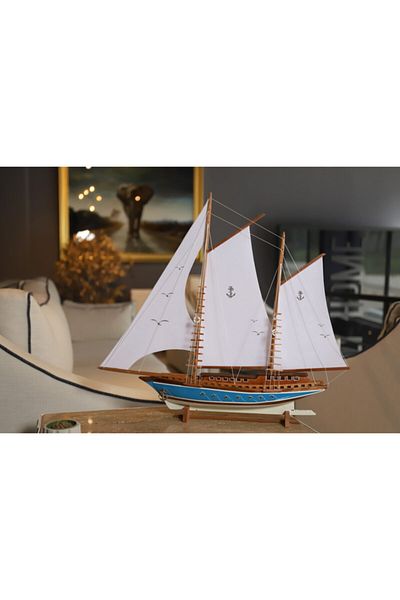 AYHAN KOTRA Wooden Model Cloth Sailing Yacht Ship - Boat Model Kotra Handmade Home and Office Gift Accessory