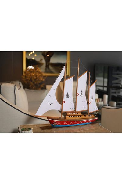 AYHAN KOTRA Cloth Sailboat, Wooden Model Yacht Ship, Boat Model Handmade Home, Office Gift and Accessory