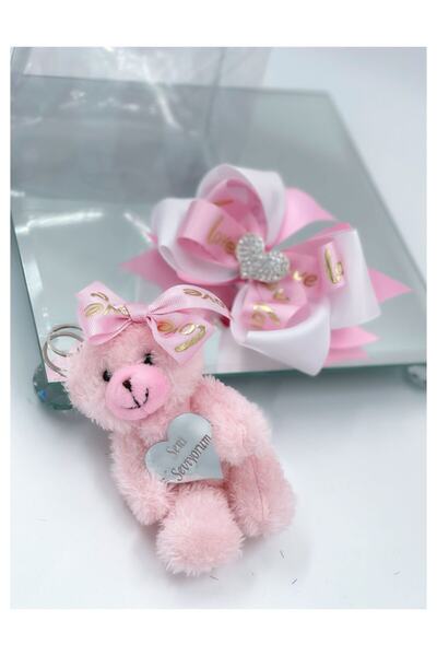 QUEEN AKSESUAR Anneler Günü Lüks Çantalı Hediye Seti Peluş Ayıcık Anahtarlık ...