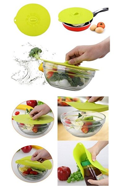 Kenpool Isı Koruyucu Toz Hava Önleyici Silikon Tencere Tava Kapağı Kapak 15 Cm