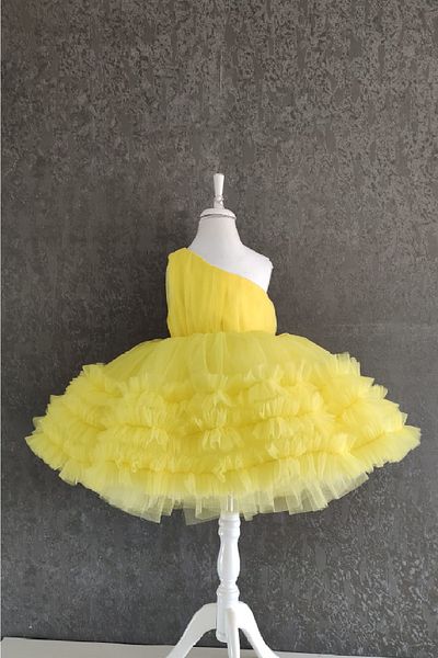 MustyShop One Shoulder Yellow Evening Dress