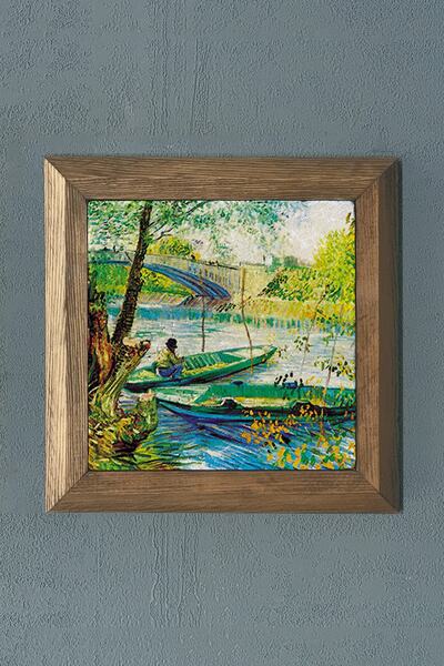 Oscar Stone Decor Masif Çerçeveli Doğaltaş Tablo 28x28 Cm Vincent Van Gogh Es...