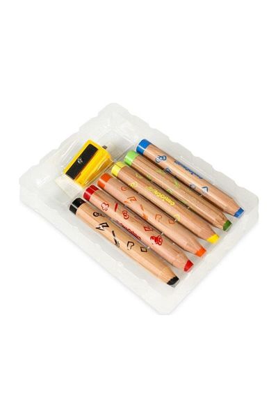 CARIOCA 3 In 1 Jumbo Baby Paint Pen - 6 Pieces Wooden Body