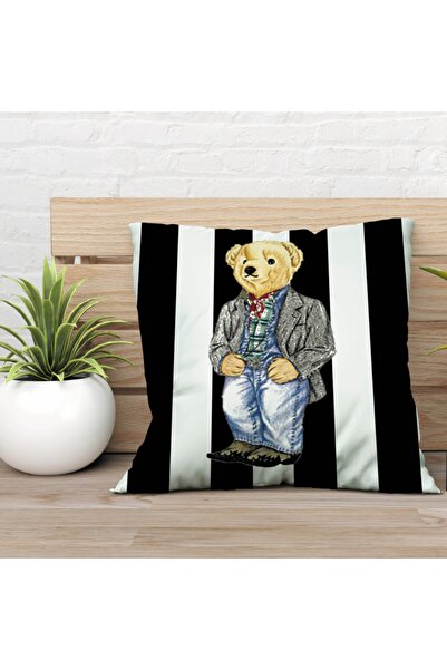 stellahomes Özel Tasarım Çift Taraflı Teddy Bear 43x43 Kırlent Kılıfı