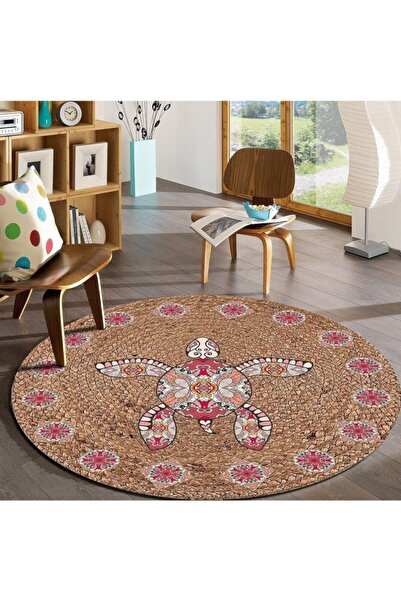 Bonny Home Pembe Kamblumbağ Jüt Hasır Yuvarlak Kapı Önü Papası Ks1040