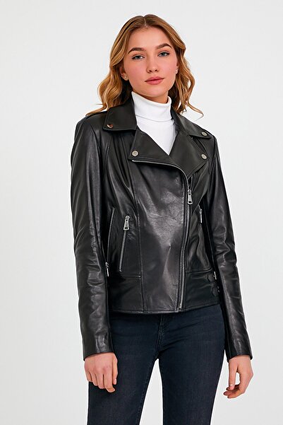 Leather Club Siyah Biker Deri Ceket