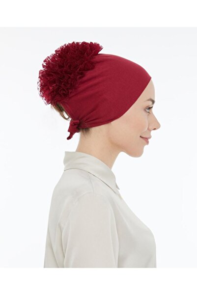 LAVENDER Bordo Dikişsiz Fırfırlı Bone