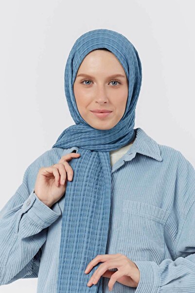 Modakaşmir Misto Cotton Series Light Blue Shawl