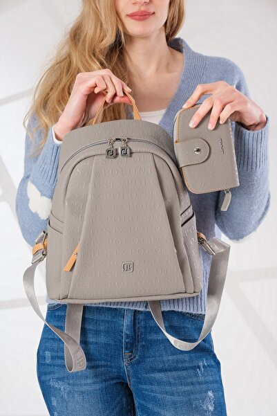 Just Polo حقيبة ظهر نسائية متعددة الأقسام بحزام قابل للتعديل ومحفظة Pbu4040-1007