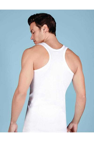 Ceylanoğlu Men's White Ribbed Rambo Undershirt, Pack of 6