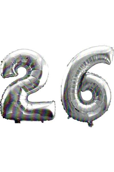 BEST PARTİ DOĞUM GÜNÜ PARTİ SÜSLERİ 26 Years Number Foil Balloon Silver 40 In...