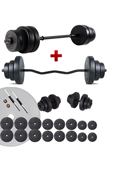 ECG Spor 108 Kg Z Bar Halter Seti Ve Dambıl Seti Ağırlık Fitness Seti