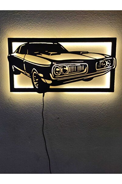 dekoraven Dodge Charger 1970 Nostalji Araba Led Işıklı Ahşap Tablo