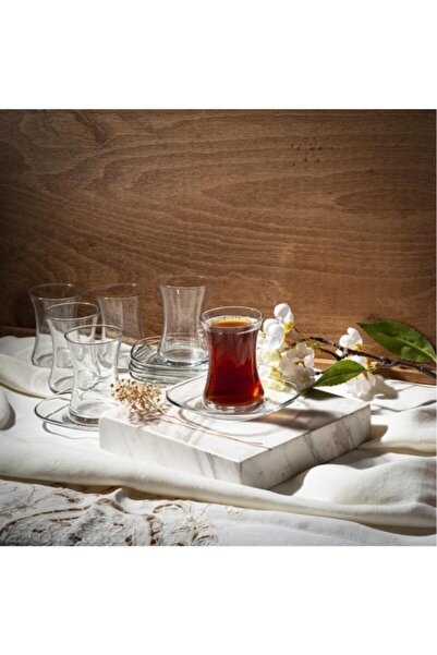 GÜRALLAR طقم شاي نيز - كوب شاي - طقم صحن شاي 12 قطعة.