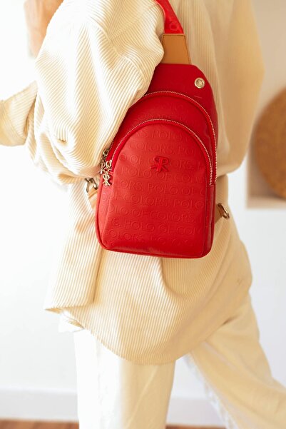 Polo Of Colors İmpolo Meri Red Tan Women's Waist Bag - Size 33x22