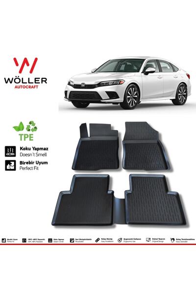 wöller Honda Civic Paspas Fe1 2022 Sonrası 3d Havuzlu Paspas