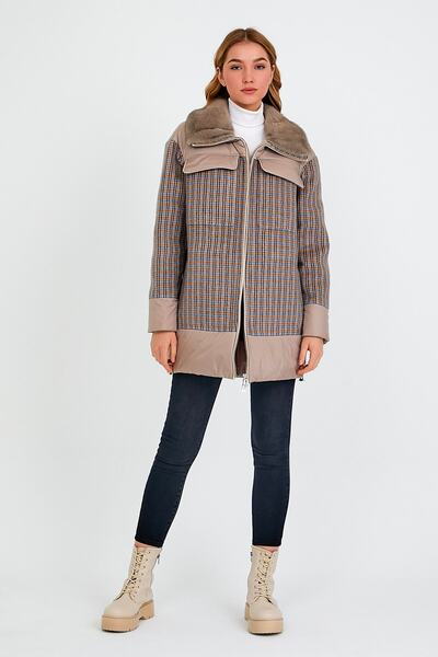 Leather Club Bej Vizon Aksesuarlı Alpaka Kaban