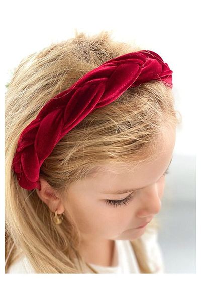 QUEEN AKSESUAR New Trend Large Wide Knitted Velvet Crown Children's Adult Crown Claret Red