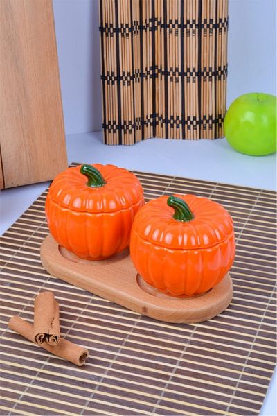 Sezka Life 2-Piece Decorative Snack Bowl, Presentation Gourd and Wooden Stand