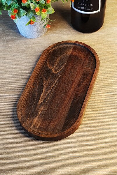 KHAKMA Cevizz Oval Wooden Oil Pot Oil Bowl Stand