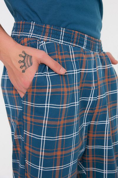 Trendyol Collection 100% bavlna, tmavě modrá kostkovaná sada na spaní Regular Fit - THMSS21PT0328