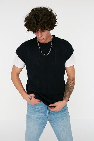 Trendyol Collection Sweater Vest - Navy blue - Oversize
