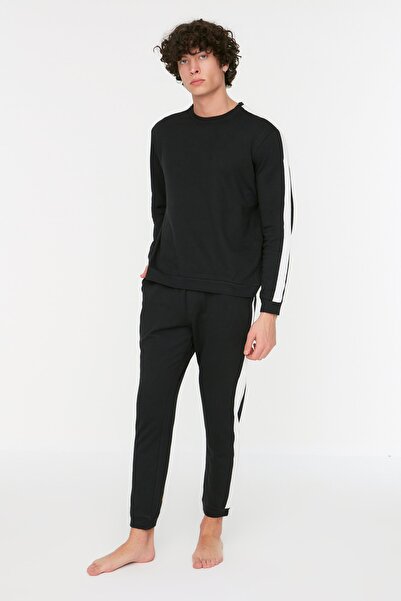 Trendyol Collection Black Color Block Detail Regular Fit Knitted Pajamas Set Thmaw21Pt0368