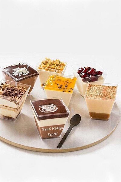 Trend Hediye Sepeti Plastic Prism Transparent Cubic Bowl Without Lid 200cc 12 Pieces, Presentation Bowl