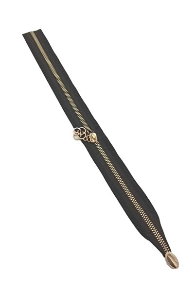 angel çanta aksesuar Tek Stoplu 45 Cm Fermuar Light Gold Metal Siyah Renk