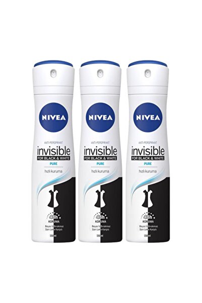 NIVEA Kadın İnvisible Black And White Pure 150 ml Deodorant 3 Adet