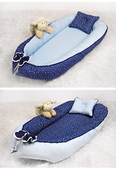 Babynest Yatak Ve Ortopedik Yastık Gökyüzü Yıldızları Ve Mavi Fitilli