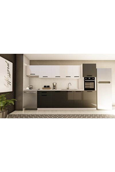 visasconcept 320 Cm Aynur Hazır Mutfak Dolabı Aspiratör Ve Ankastre Kiler Mod...
