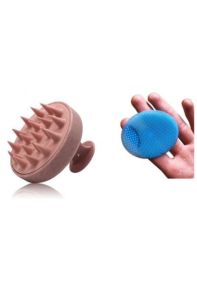 SHUSHU 2-Piece Bath Set (Massage Comb+silicone Facial Cleansing Brush)
