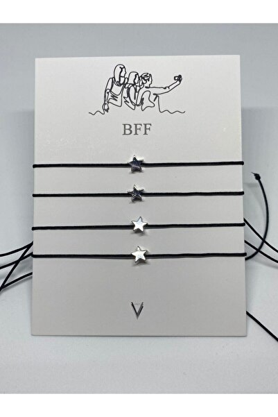 Lade سوار ستار فريند باللون الأسود، مجموعة من 4 قطع