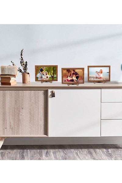 HYL 3 Pieces Picture Frame with Wooden Legs Suitable for 13x18 Pictures (WITHOUT GLASS)
