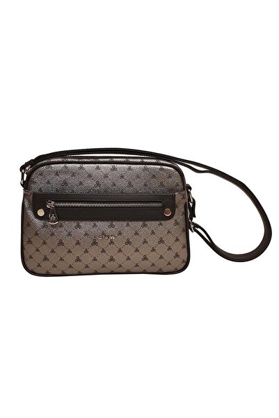 Ysmn Γυναικεία τσάντα ώμου με μονόγραμμα πλατίνα - Yc031682slg