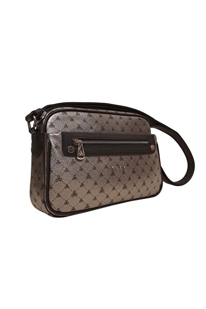 Ysmn Γυναικεία τσάντα ώμου με μονόγραμμα πλατίνα - Yc031682slg