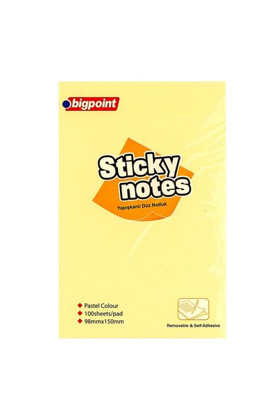 Bigpoint Adhesive Note Paper Plain 100x150mm Yellow 1 Piece
