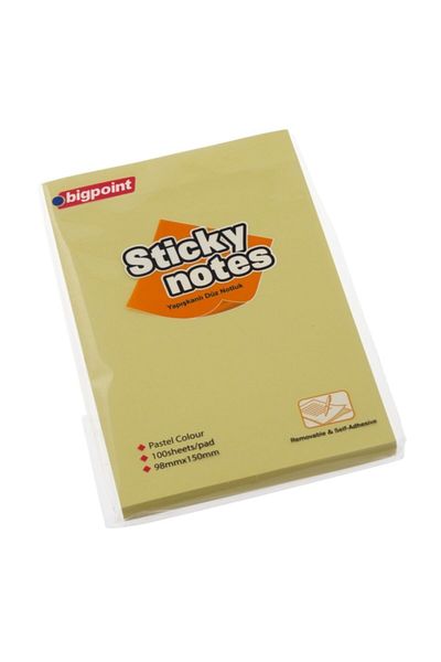 Bigpoint Adhesive Note Paper Plain 100x150mm Yellow 1 Piece
