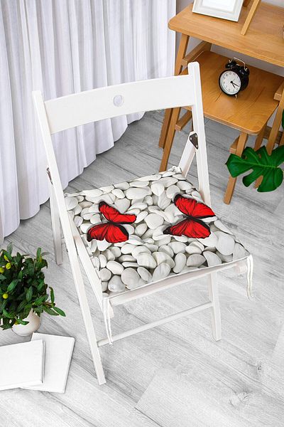 Realhomes Modern Butterfly Digital Printed Fluffy Square Chair Cushion